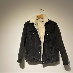 TopShop Black Jean Jacket with Sherpa